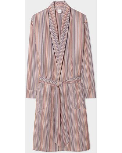 Paul Smith Striped Cotton-poplin Dressing Gown - Pink