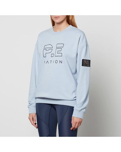 P.E Nation Heads Up Loopback Organic Cotton-jersey Sweatshirt - Blue