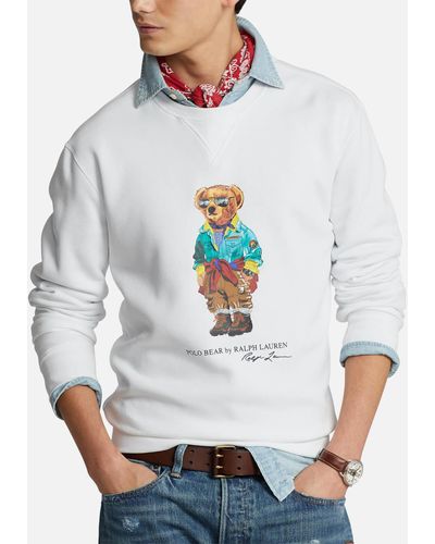 Polo Ralph Lauren Bear Cotton-blend Jersey Sweatshirt - Gray