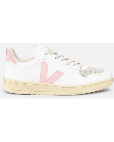 Veja V-10 Faux Leather Sneakers - White