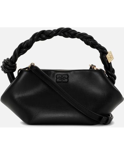Ganni Mini Bou Recycled Leather And Faux Leather Bag - Black