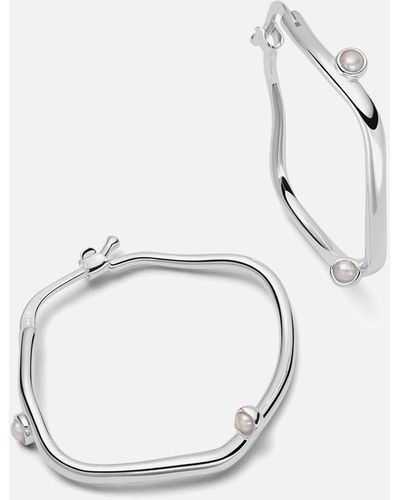 Daisy London X Shrimps Pearl Sterling Silver Hoop Earrings - Metallic
