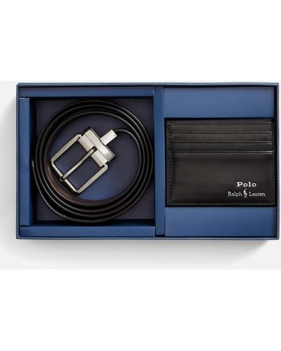 Polo Ralph Lauren Leather Belt & Cardholder Giftset - Blue