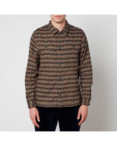 PS by Paul Smith Workwear Brushed Cotton-jacquard Shirt Jacket - Brown