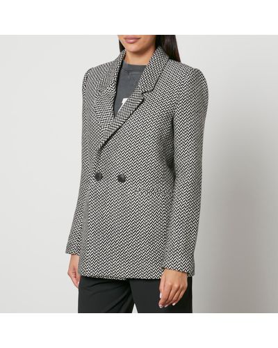 Anine Bing Fishbone Tweed Jacket - Grey