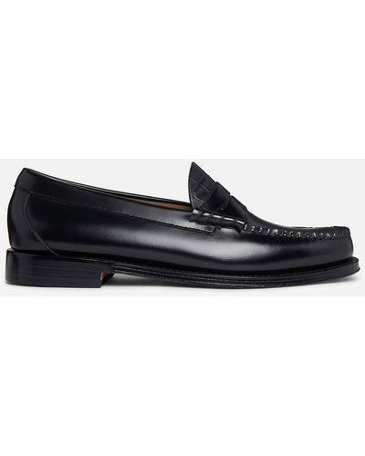 G.H. Bass & Co. Larson Moc Croc-embossed Penny Leather Loafers - Black