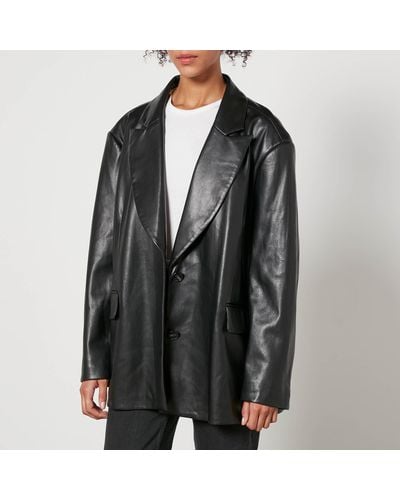 Jakke Frankie Faux Leather Oversized Blazer - Black