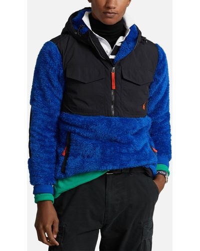Polo Ralph Lauren Fleece And Nylon Half-Zip Jacket - Blue