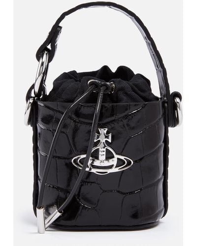Vivienne Westwood Mini Daisy Croc-effect Leather Bucket Bag - Black