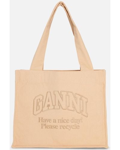 Ganni Large Easy Recycled Canvas Tote Bag - Natural