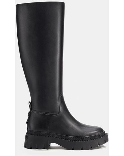 COACH Julietta Knee High Leather Boots - Black