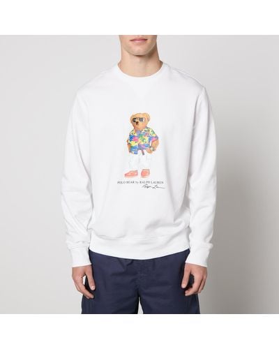 Polo Ralph Lauren Bear Logo-print Cotton-jersey Sweatshirt - White