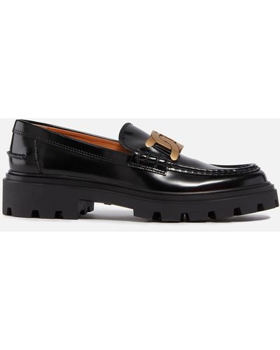Tod's Gomma Pesante Embellished Glossed-leather Loafers - Black