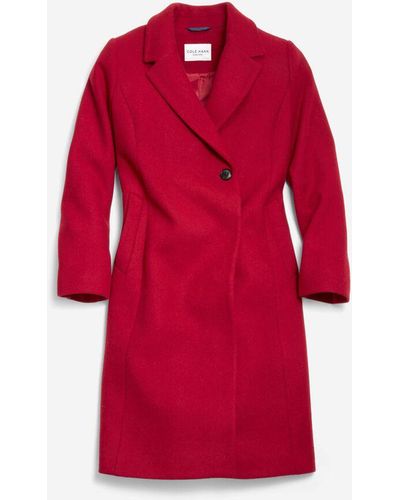 Cole Haan Women's Slick Wool Asymmetric Coat - Red