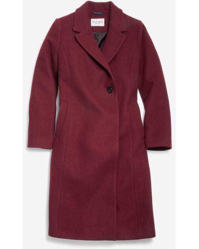 Cole Haan Women's Slick Wool Asymmetric Coat - Red