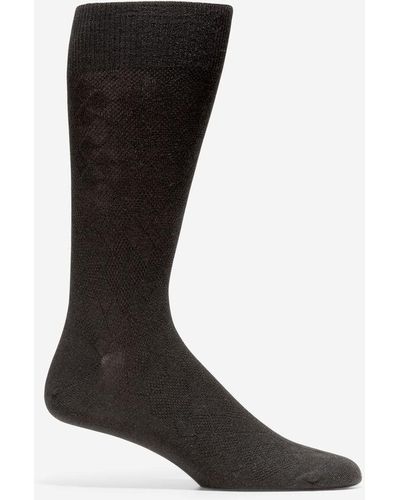Cole Haan Men's Tonal Argyle Crew Socks - Black
