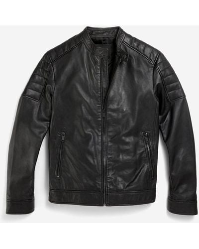 Cole Haan Men's Leather Racer Jacket - Black