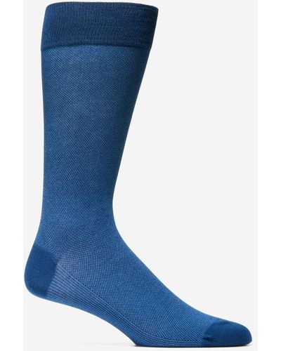 Cole Haan Men's Pique Crew Socks - Blue