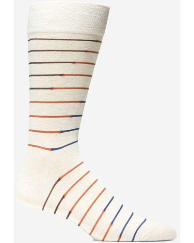 Cole Haan Men's Broken Stripe Dress Crew Socks - White