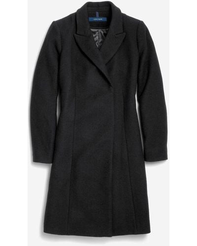 Cole Haan Women's Asymmetrical Peak Lapel Coat - Black