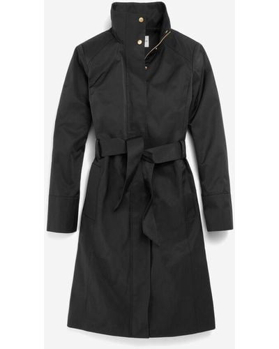 Cole Haan Women's Stand Collar Rain Trench Coat - Black