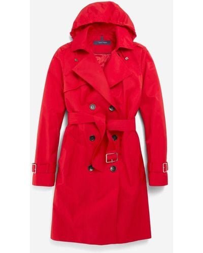 Cole Haan Women's Hooded Trench Coat - Red