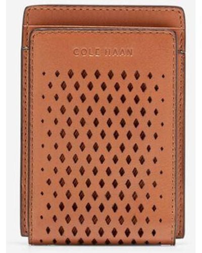 Cole Haan Washington Perforated Card Case - White
