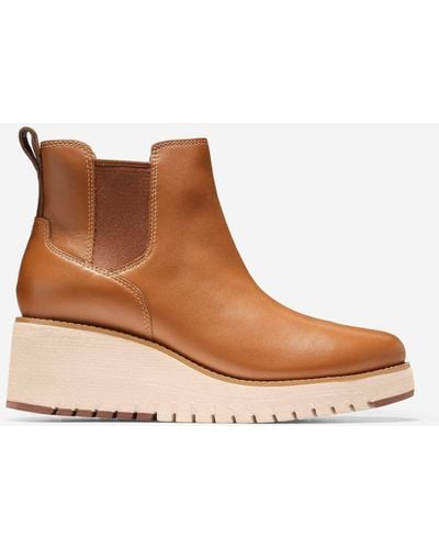 Cole Haan Women's Zerøgrand City Wedge Waterproof Chelsea Boot - Brown