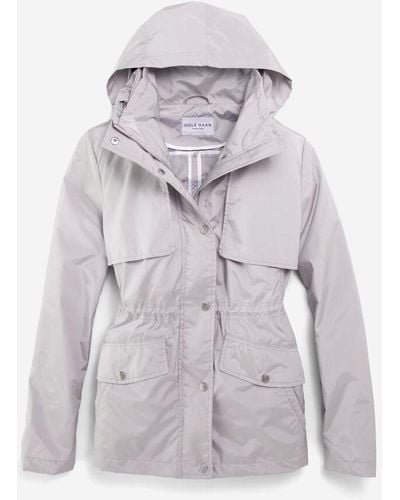 Cole Haan Women's Short Packable Rain Jacket - Gray