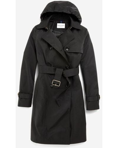 Cole Haan Women's Hooded Trench Coat - Black
