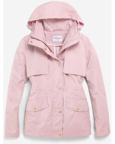 Cole Haan Women's Short Packable Rain Jacket - Pink