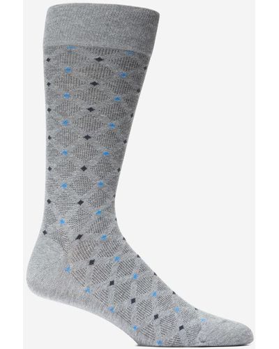 Cole Haan Men's Textured Diamond Dress Crew Socks - Gray