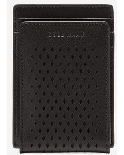 Cole Haan Washington Perforated Card Case - Black