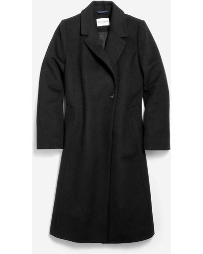 Cole Haan Women's Slick Wool Asymmetric Coat - Black