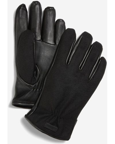 Cole Haan Wool Back Leather Glove - Black