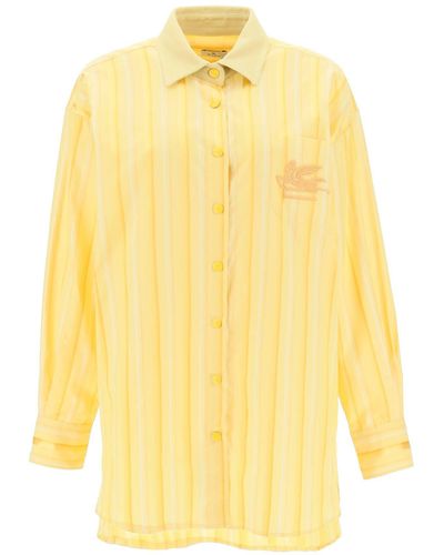 Etro Striped Mini Shirt Dress - Yellow