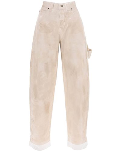 DARKPARK Audrey Marble-Effect Cargo Jeans - Natural