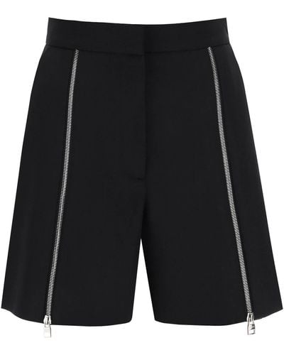 Alexander McQueen Grain De Poudre Zipped Shorts - Black