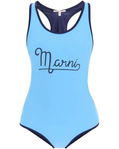 Marni Logo Swimsuit - Blue