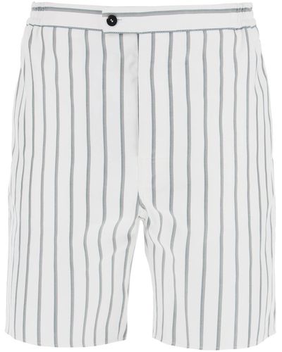 Ferragamo Striped Cotton Blend Bermuda Shorts - White