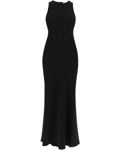 Ami Paris Maxi Crepe Dress With Bias Cuts - Black