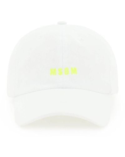 MSGM Baseball Cap With Neon Logo - White