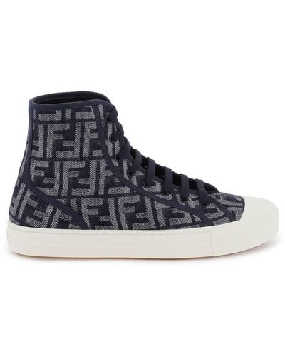 Fendi Sneakers Domino in denim jacquard - Blu