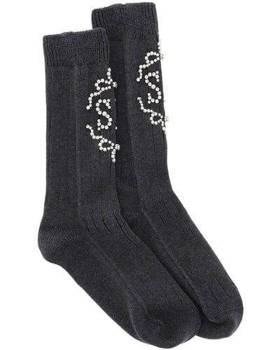 Simone Rocha Sr Socks With Pearls And Crystals - Black