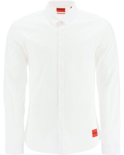 HUGO Camicia Extra Slim Fit In Cotone Elasticizzato - Bianco