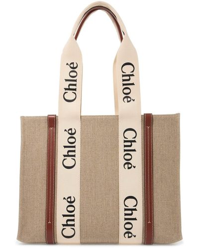 Chloé Woody Medium Tote Bag - Natural