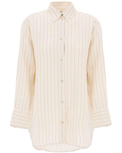 Totême Striped Viscose And Lyocell - White