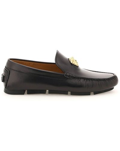 Versace La Medusa Leather Loafers - Black