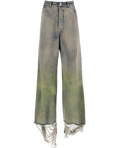 Rick Owens Belas Jeans In Acid Degrade Wash - Green