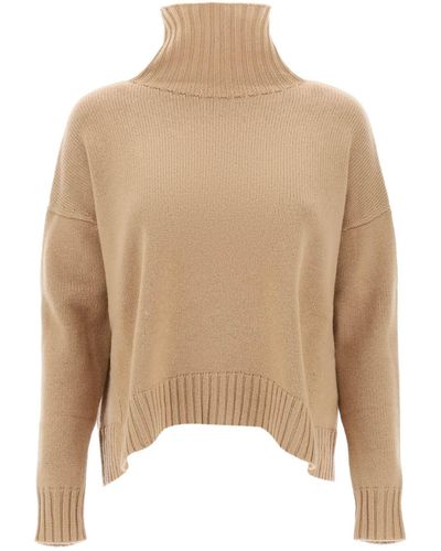 Max Mara 'gianna' Wool And Cashmere Funnel-neck Sweater - Natural